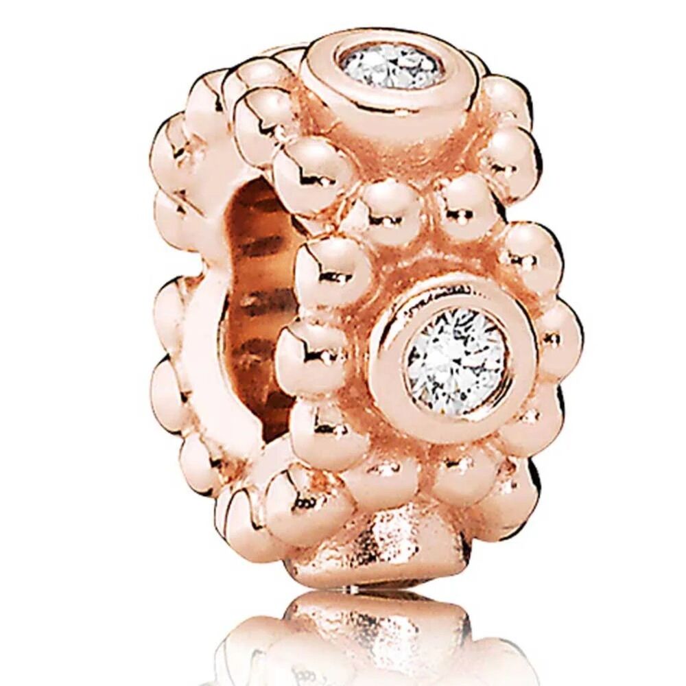 retired Pandora rose gold plated cz stones spacer charm/bead